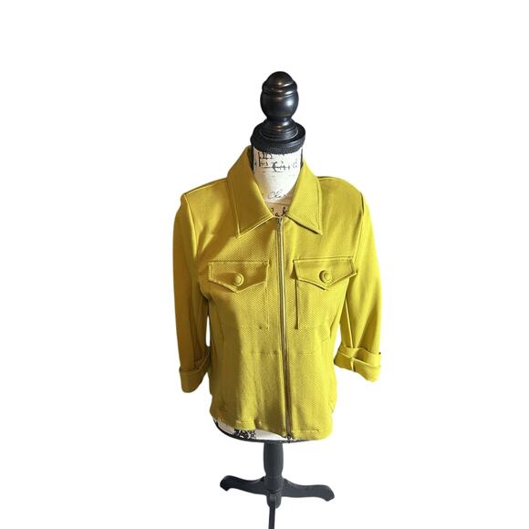 Cabi Cropped Jacket Size Sm Mustard Yellow Zip - Picture 1 of 10